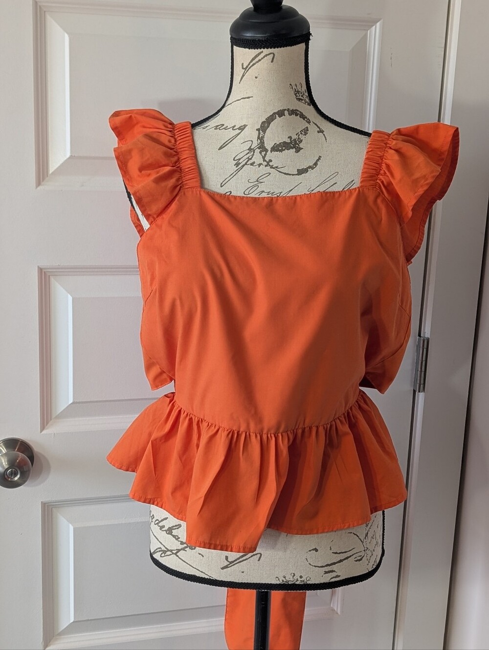 95 Who's That Girl Women’s Orange Ruffle Peplum Top Size L
